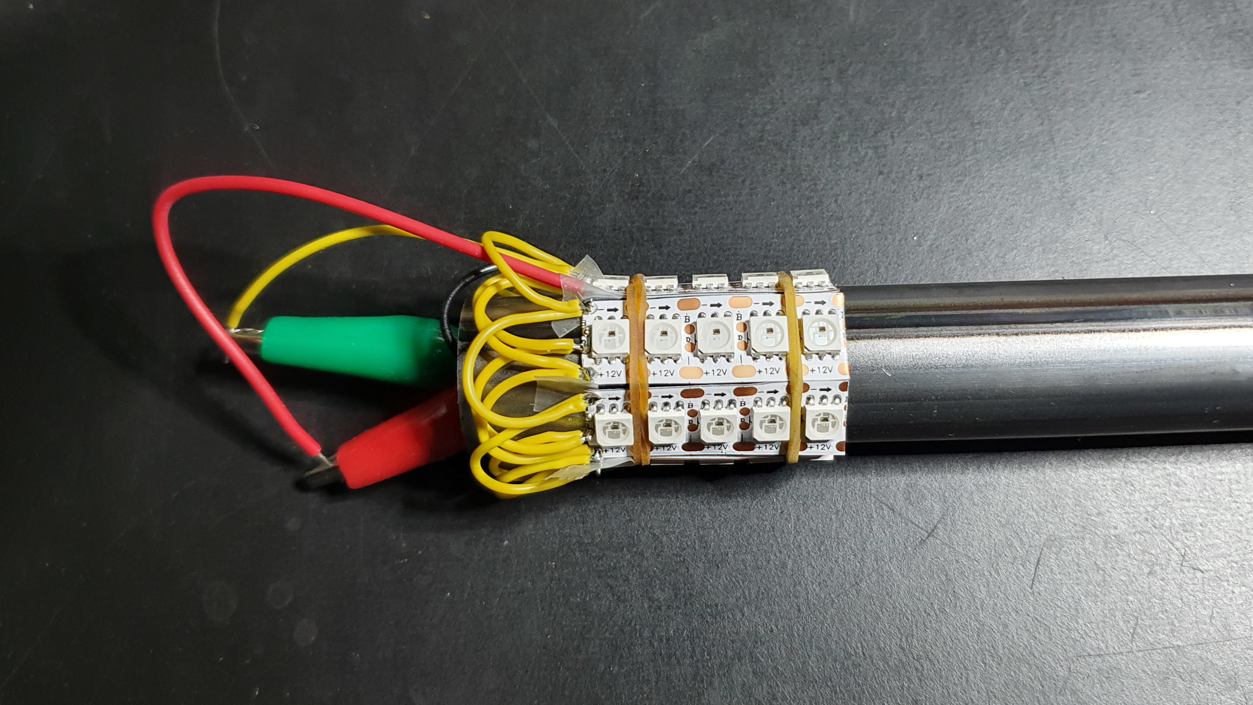 Dry fit with some small LED-strip pieces.